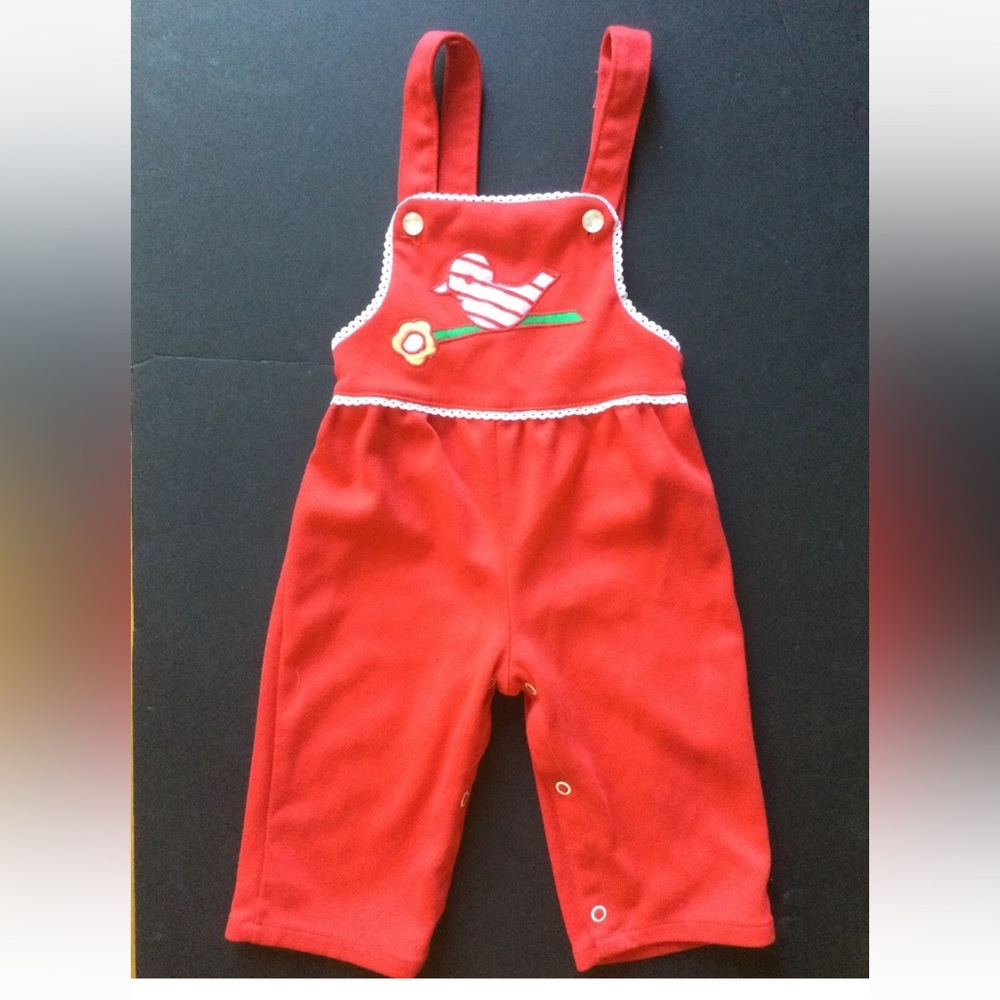 Vintage GRAB bag toddler red Christmas romper with snaps  size 12M